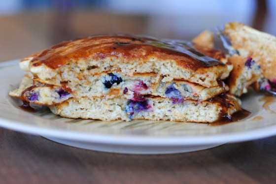 whole wheat blueberry oatmeal pancakes
