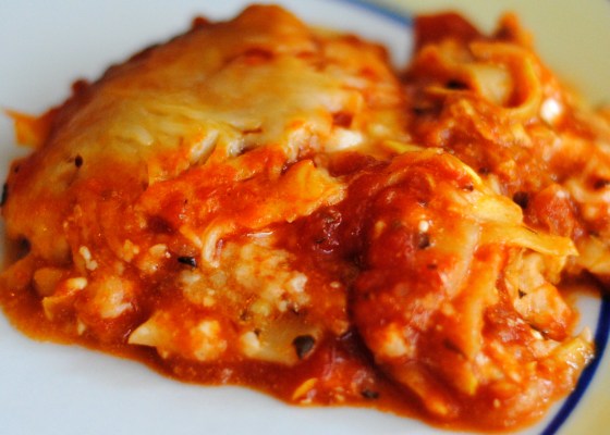 finished lasagna crock pot veggie lasagna