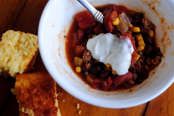 taco soup and cornbread