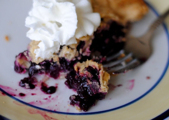 blueberry pie slice with cream